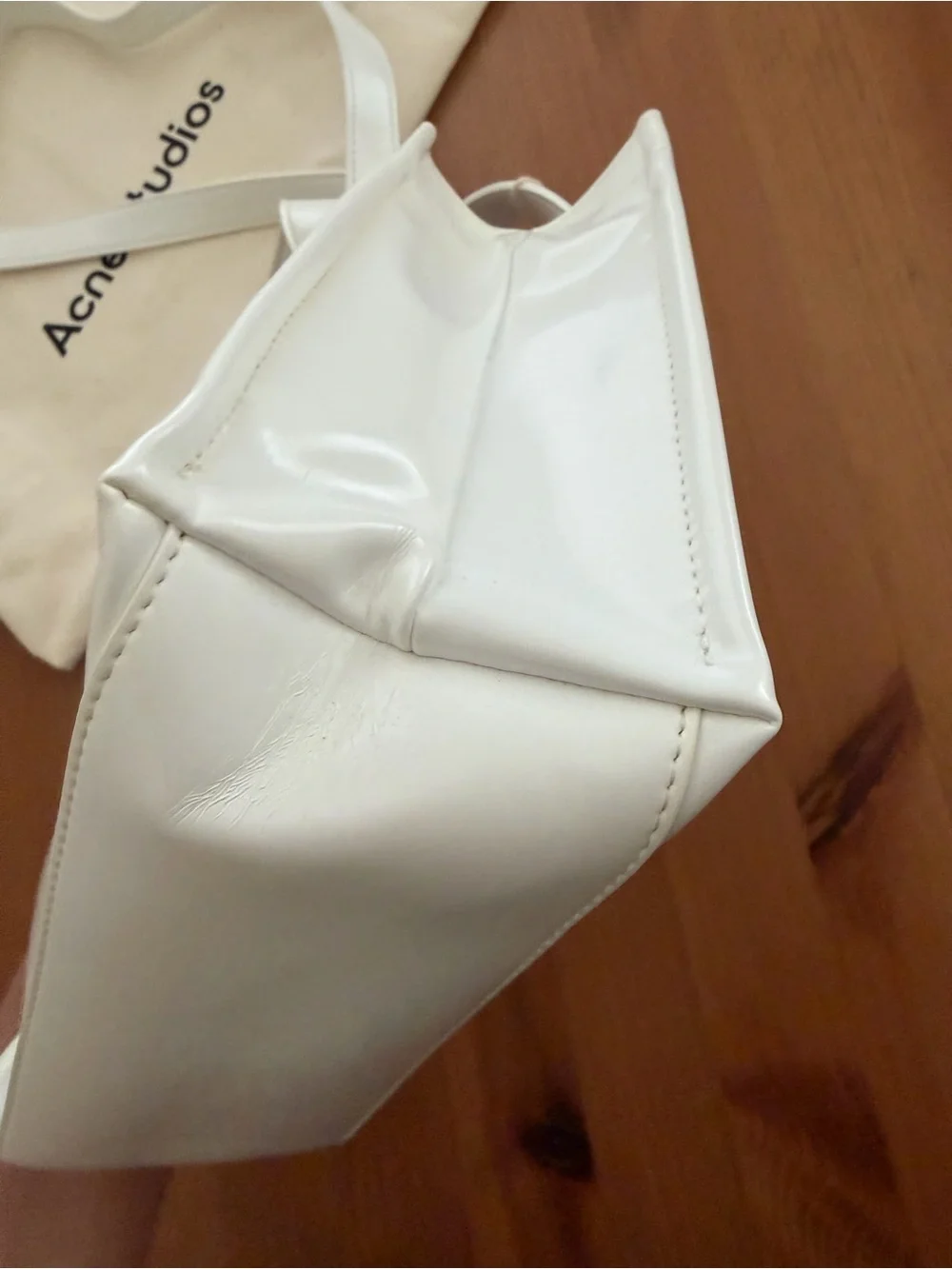 Acne Studios White Mini Logo Crossbody Shopper Tote Bag